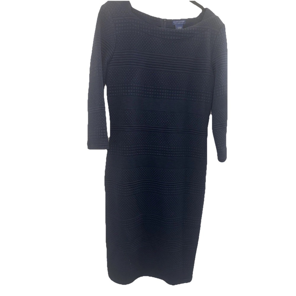 NWT‎ Doncaster  Collection Textured Print Blue Dress Sz 8 Career Preppy Slimming